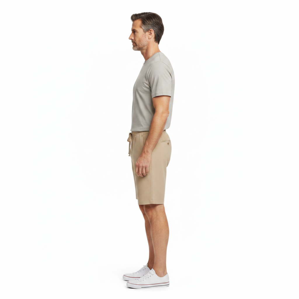 Short en Lin pour Homme avec Taille Élastiquée et Coupe Droite Décontractée