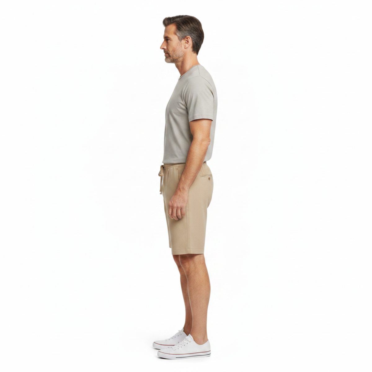 Short en Lin pour Homme avec Taille Élastiquée et Coupe Droite Décontractée