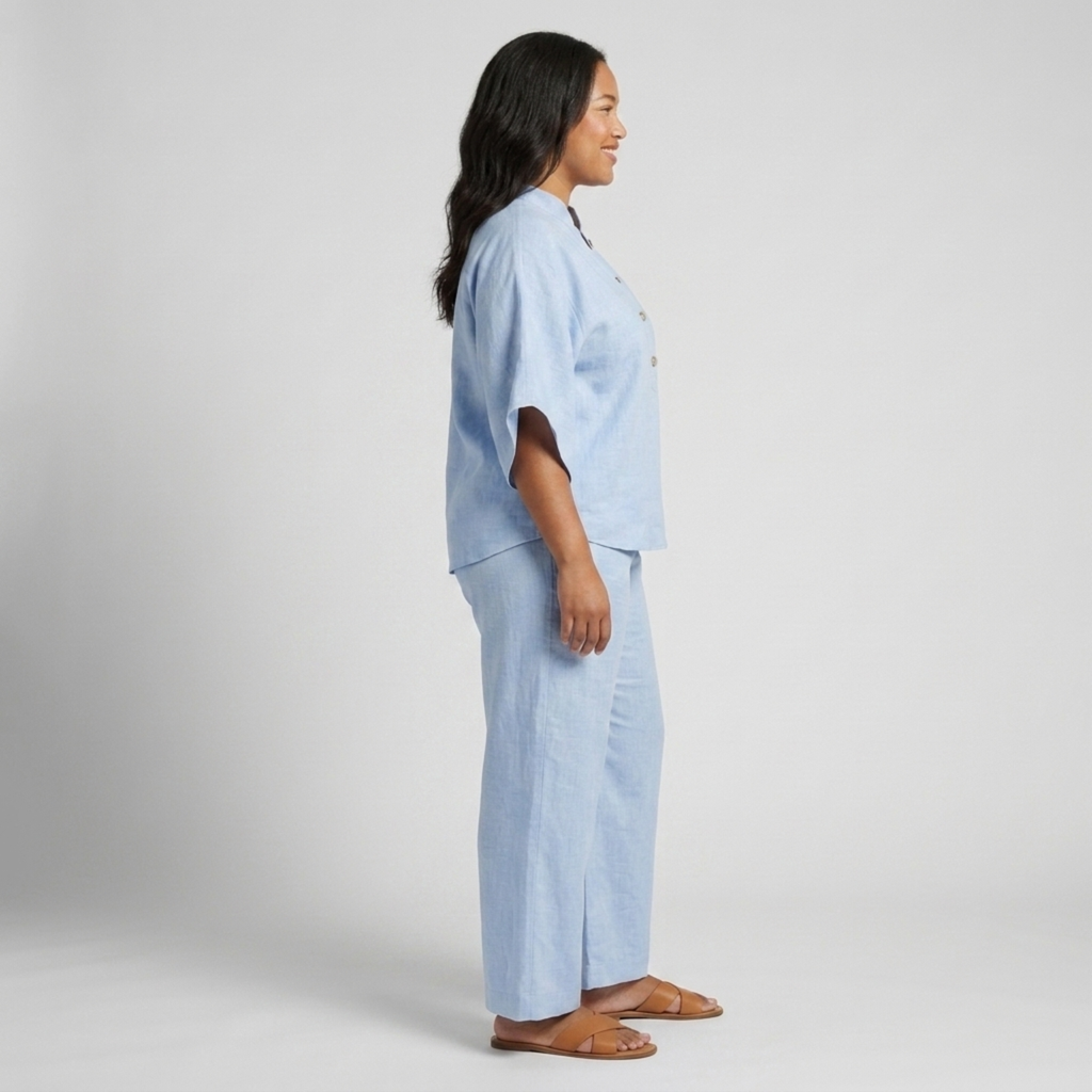 Ensemble lin grande taille deux pièces pour femme
