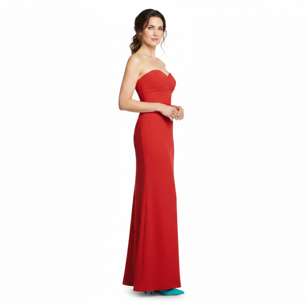 Robe de Cérémonie pour Femme en Mousseline à Coupe Fourreau et Fente Latérale