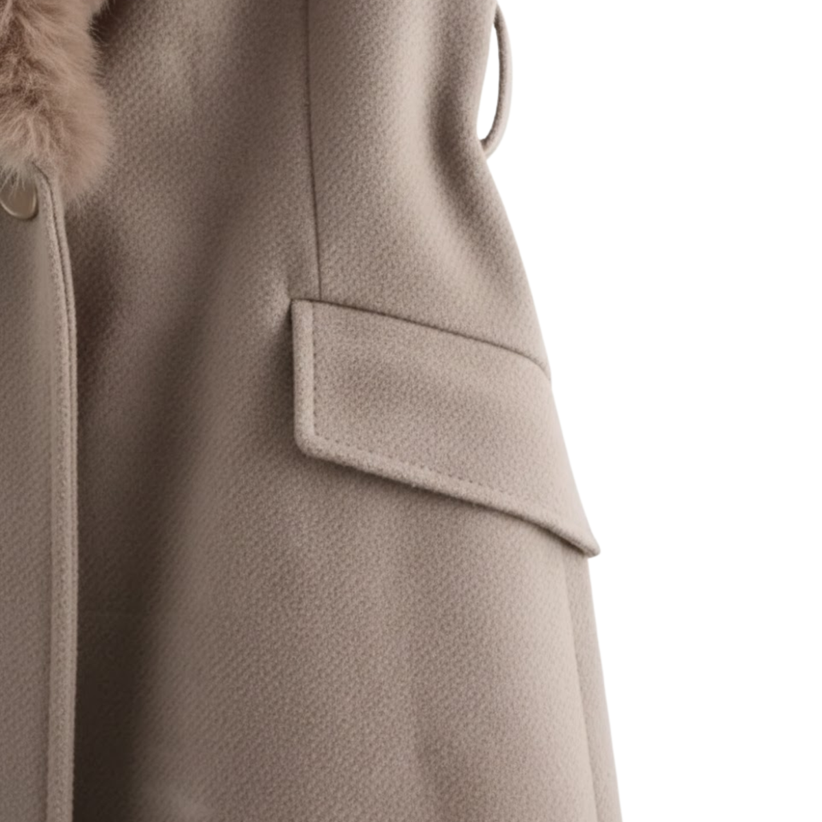 Manteau Femme Chaud ceinturé à Col en Fourrure pour l’Automne et l’Hiver