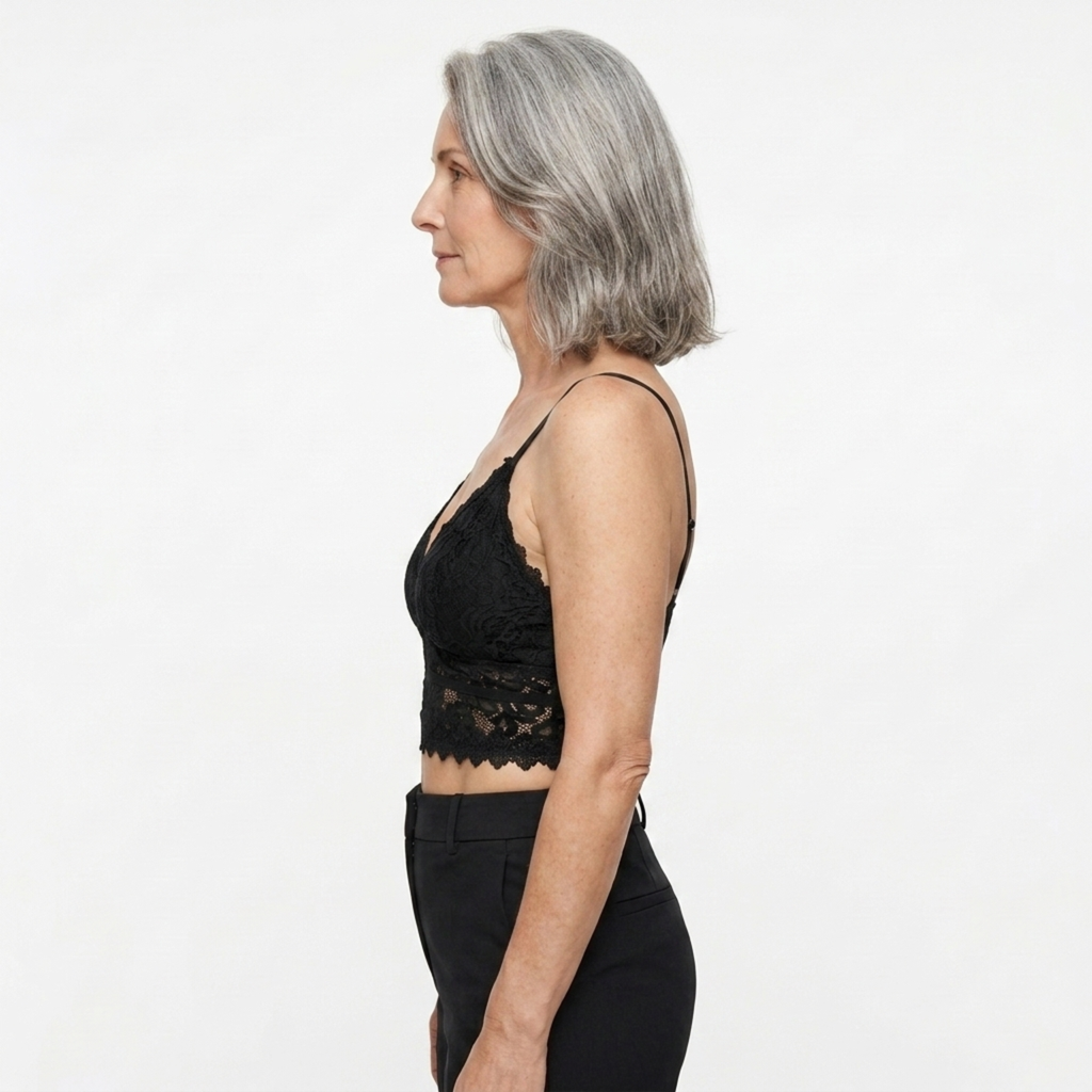 Haut court crop top pour femmes en dentelle — col en v — sortie chic