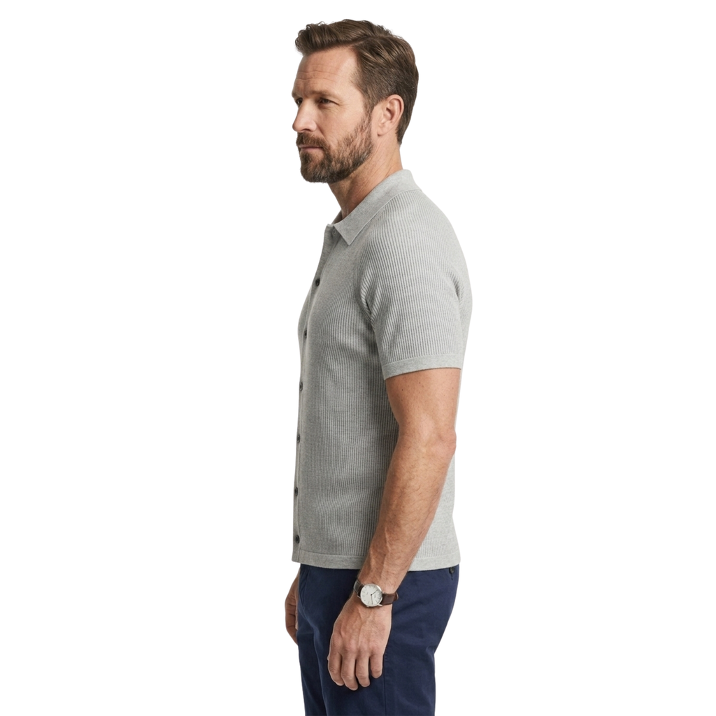 Polo pour homme — maille côtelée — tenue décontractée