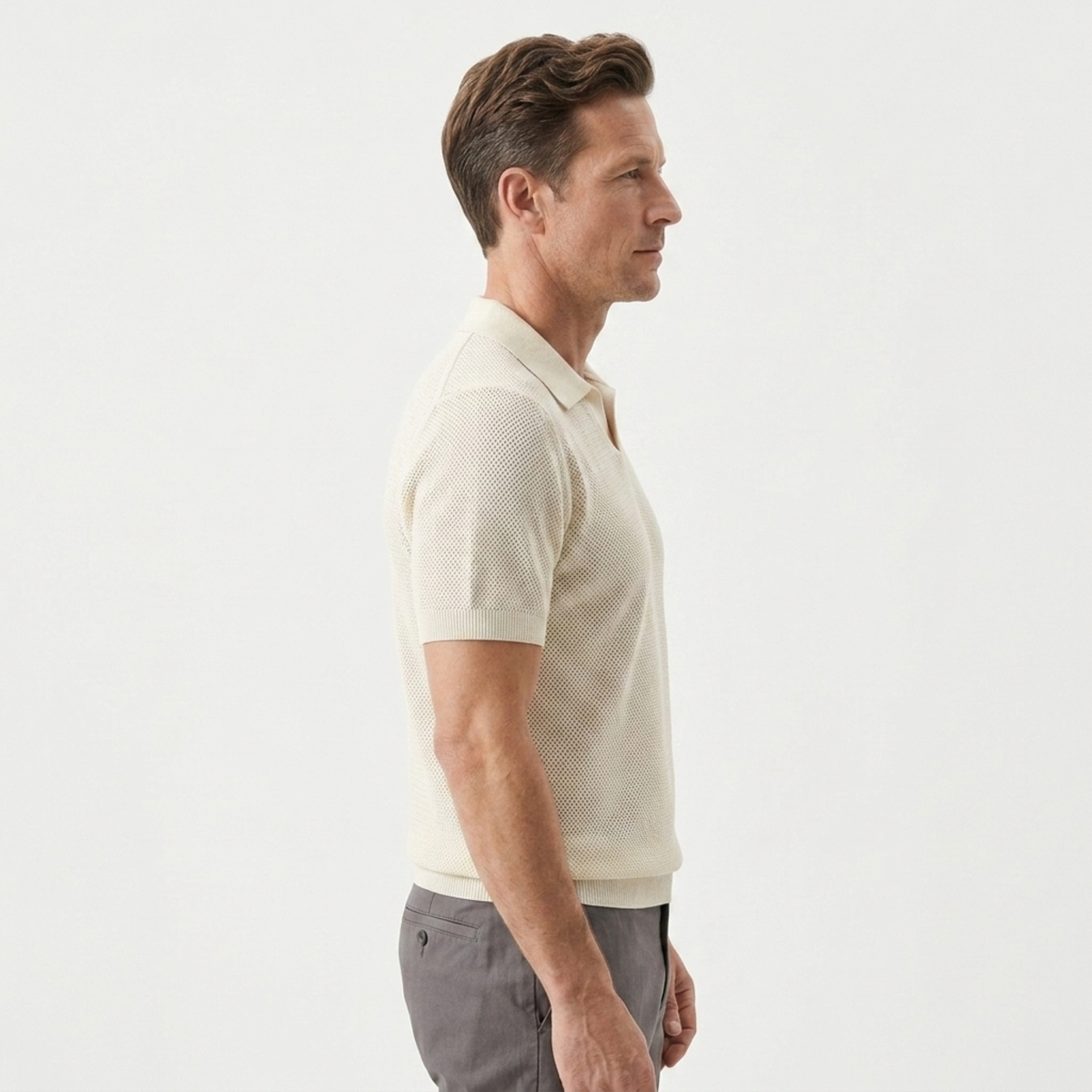 Polo en maille pour homme — coton et cachemire — coupe ajustée