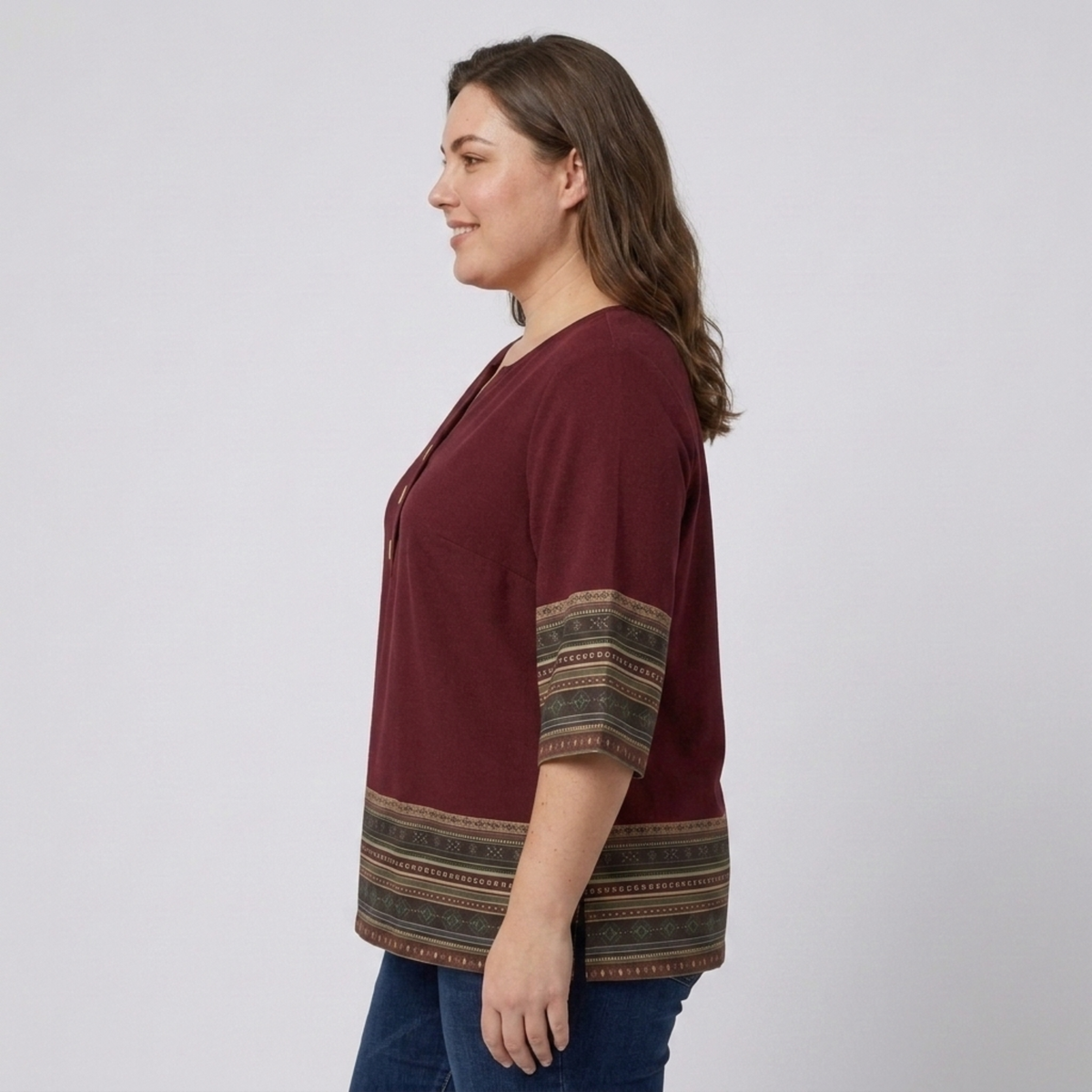 Blouse grande taille à col en V pour femme