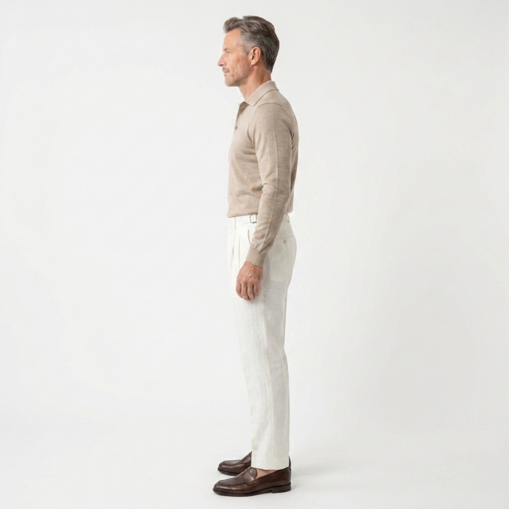 Pantalon habillé homme — 100 % lin — double pli — cérémonies formelles