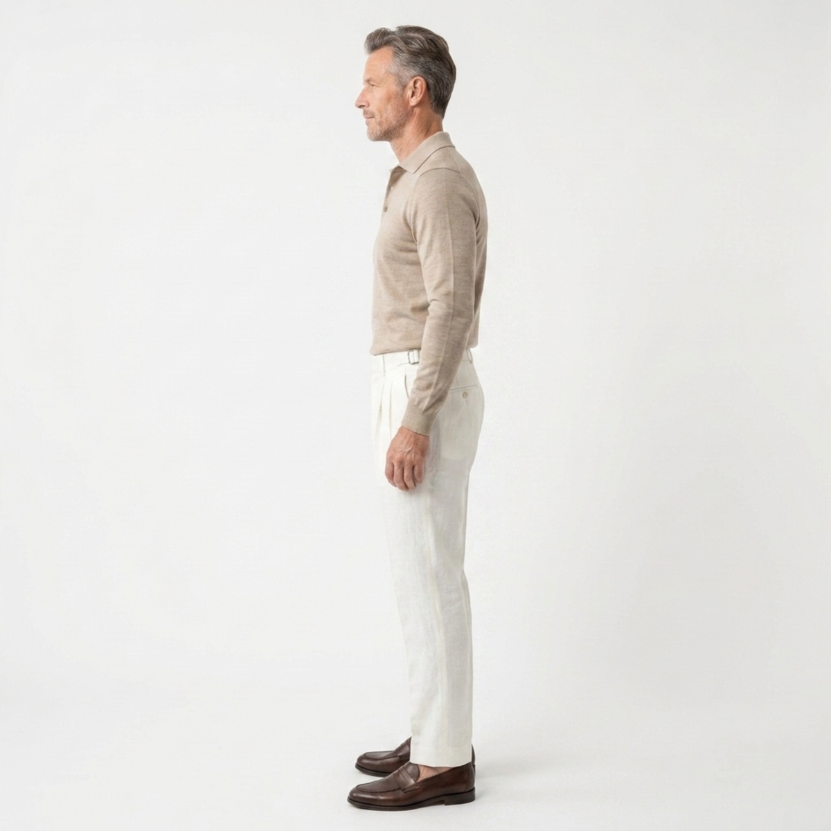 Pantalon habillé homme — 100 % lin — double pli — cérémonies formelles