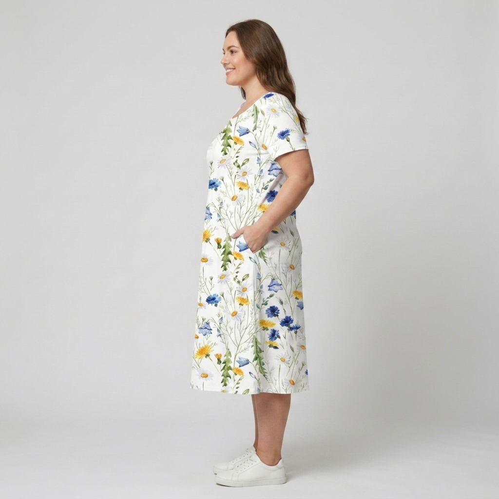 Robe mi-longue imprimée décontractée