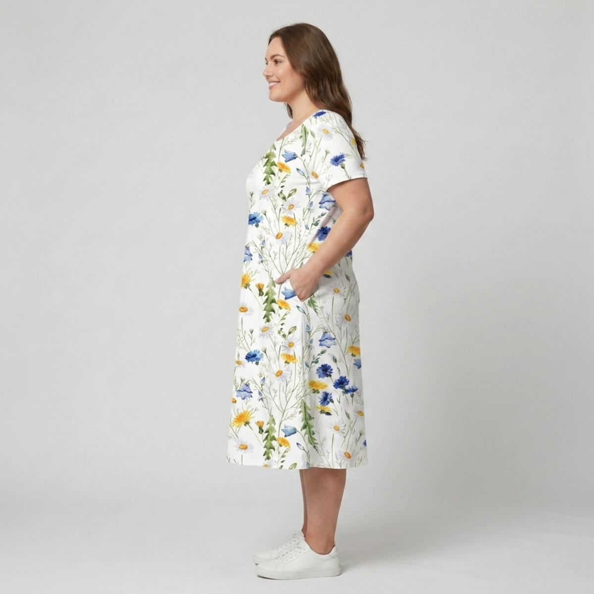 Robe mi-longue imprimée décontractée
