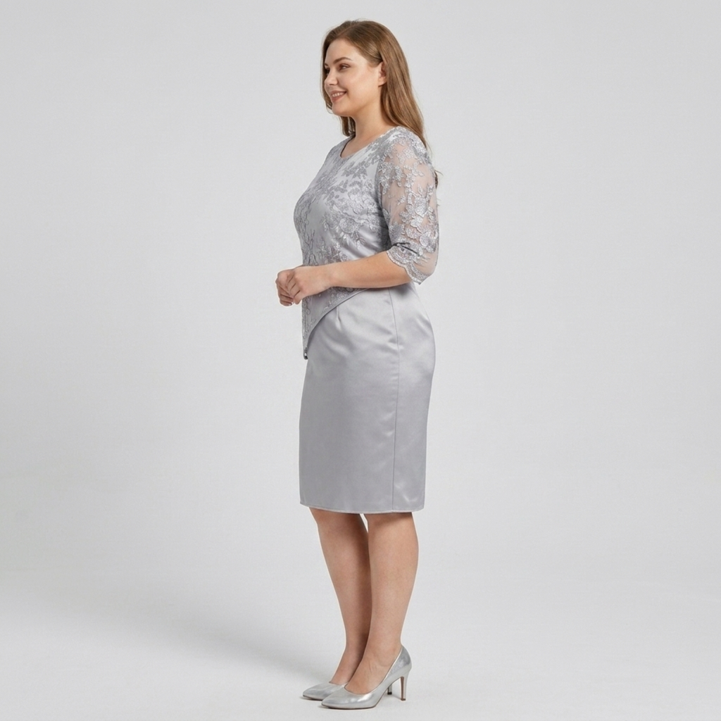 Robe midi grande taille pour femme avec broderie en dentelle