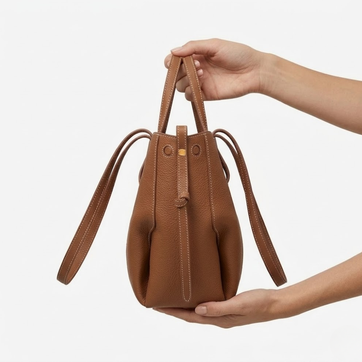 Sac à Main en Cuir de Grande Capacité avec Ailes Plissées pour Femme