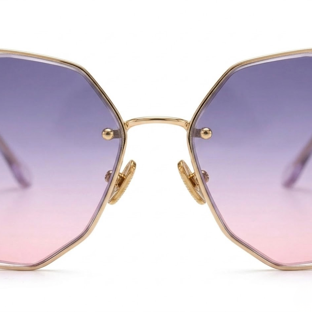 Lunettes de soleil oversize sans monture avec verres dégradés géométriques
