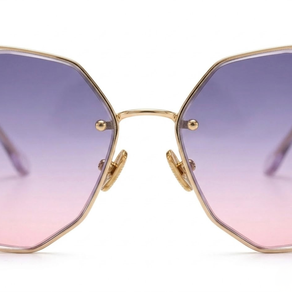 Lunettes de soleil oversize sans monture avec verres dégradés géométriques