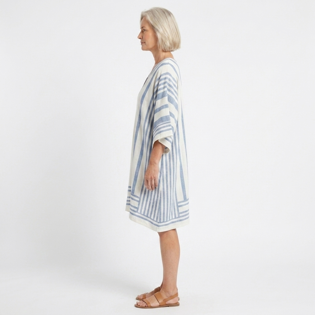 Tunique rayée kimono pour femme — coupe fluide — plage et voyage