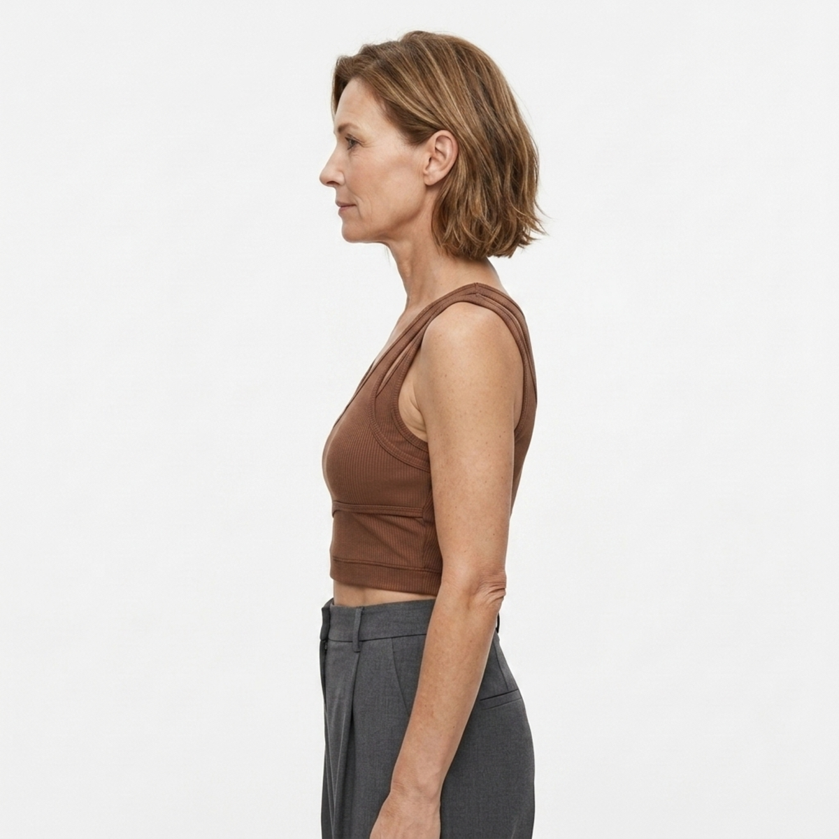 Haut court crop top débardeur — col v — style bohème