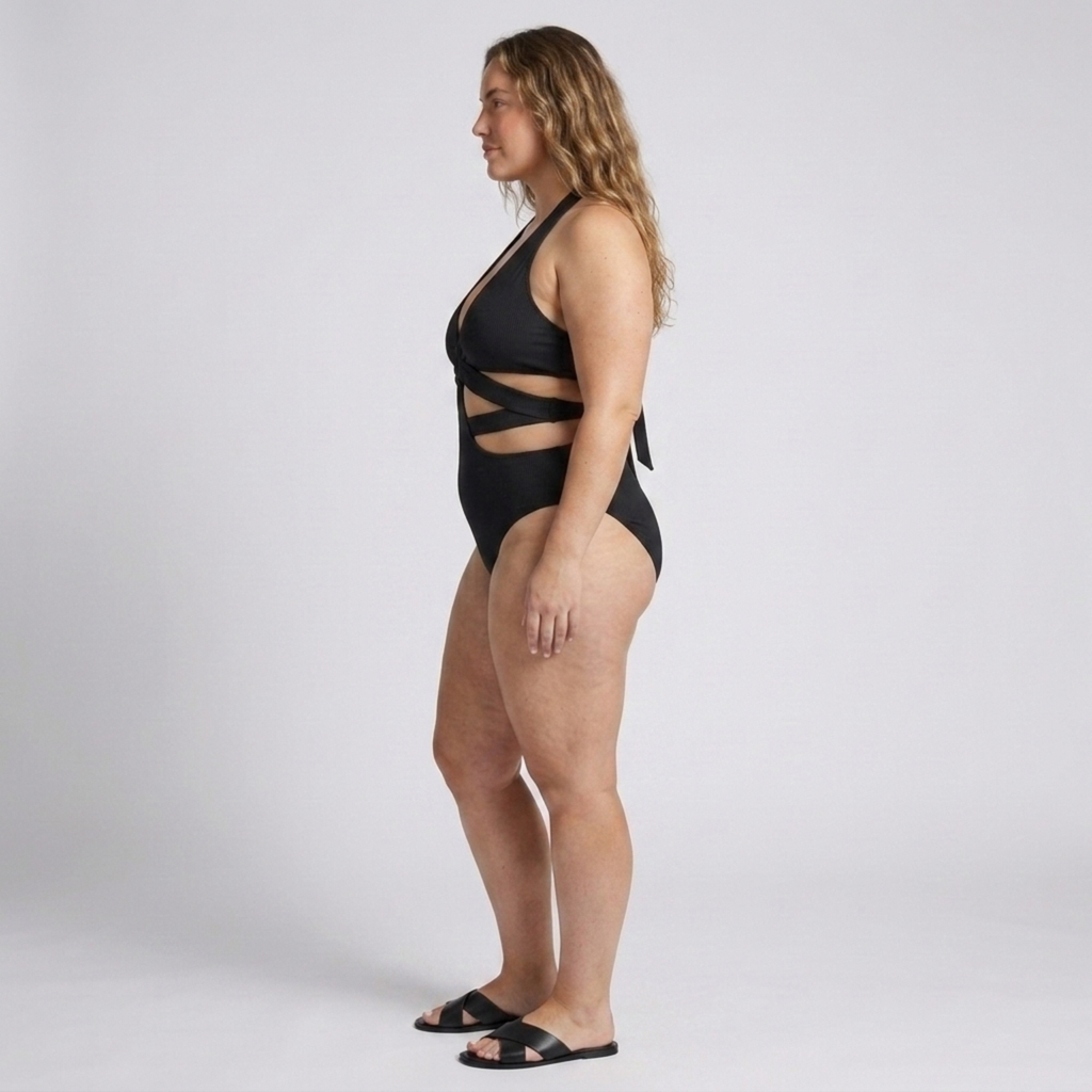 Maillot de bain une pièce grande taille pour femme maillot de bain dos nu à découpes