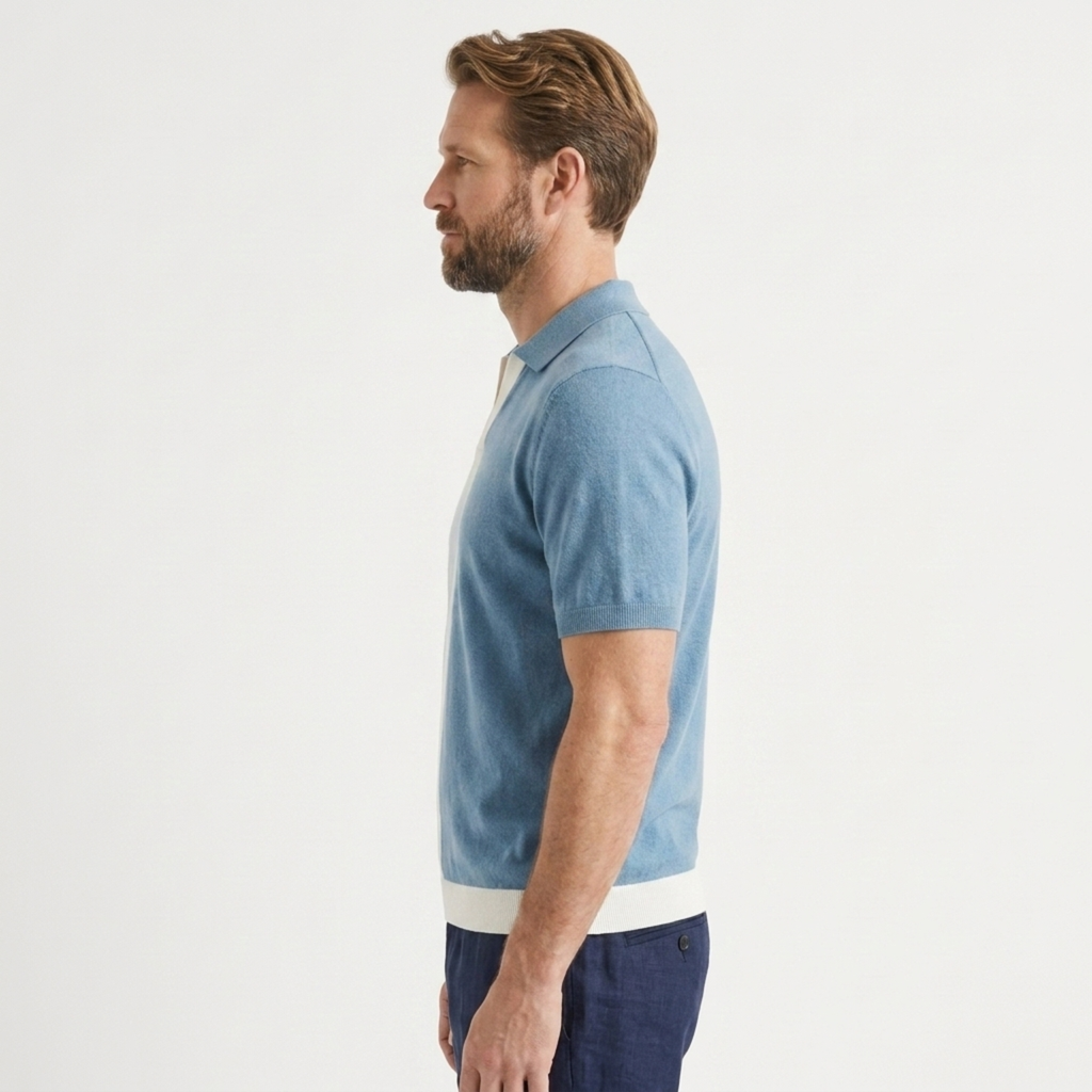 Polo en maille pour homme — rayures horizontales — style décontracté