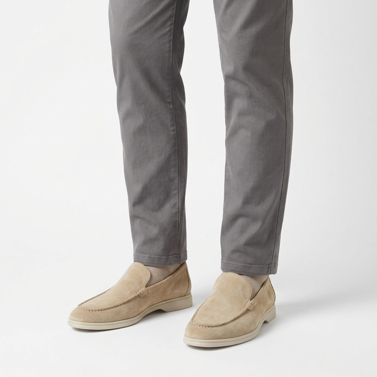 Mocassins en daim pour homme — semelle en caoutchouc — confort quotidien