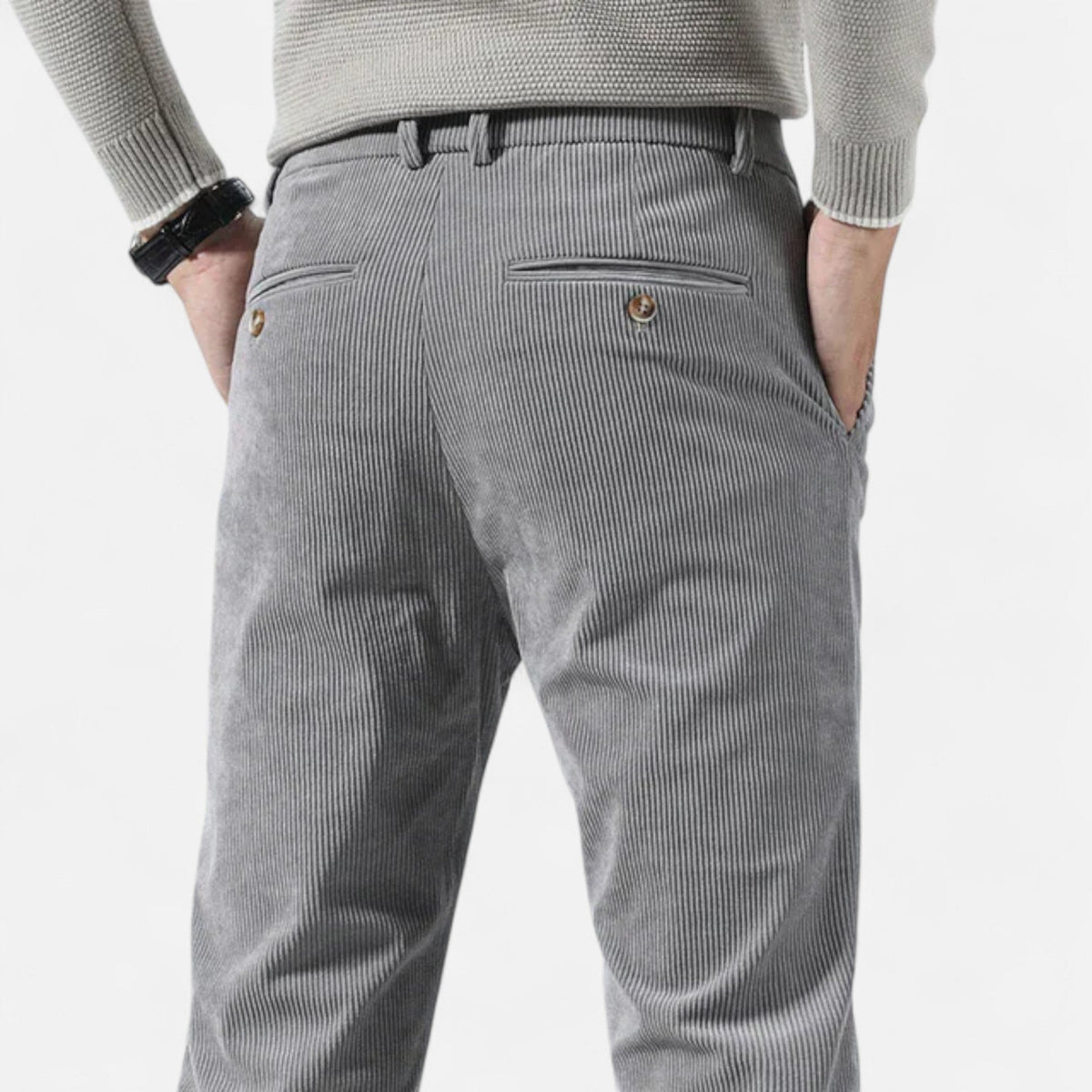 Ancienne Monde | Pantalon Homme en Velours Côtelé Coupe Droite Classique