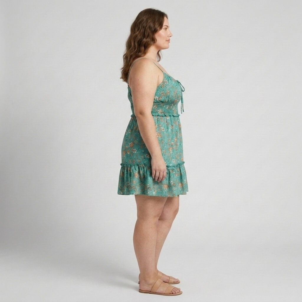 Robe d'été grande taille pour femme évasée à bretelles imprimé fleuri
