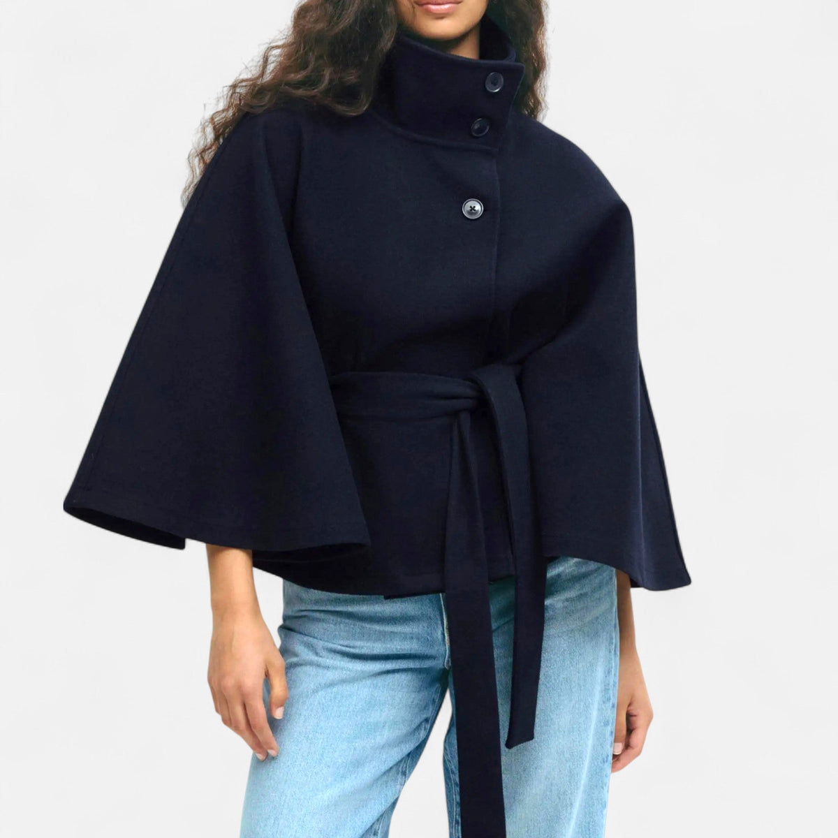 Ancienne Monde | Cape Femme Ceinturée Col Haut Vintagee