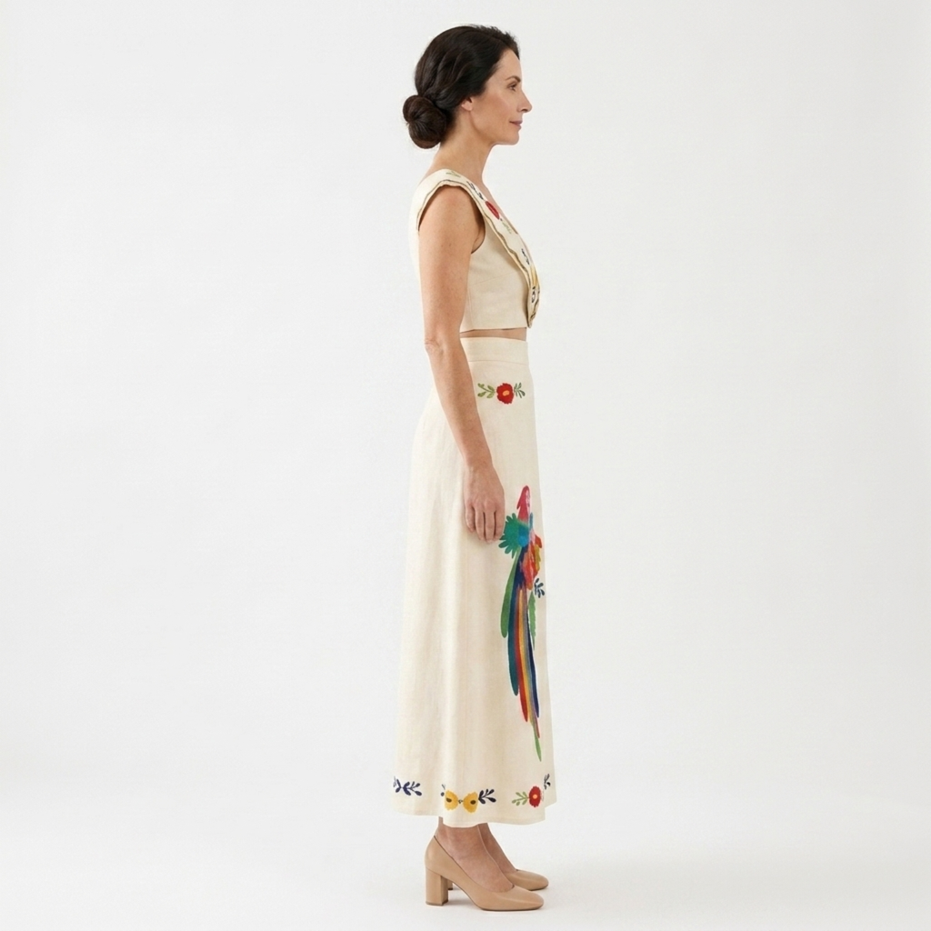 Ensemble crop top et jupe longue — imprimé tropical — vacances d'été