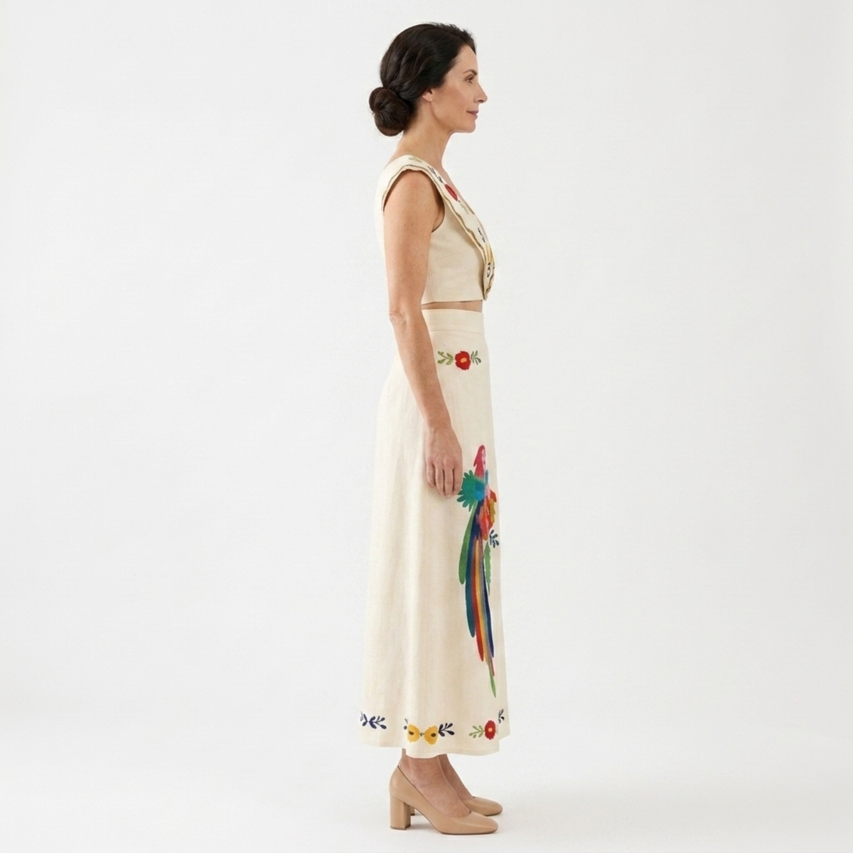 Ensemble crop top et jupe longue — imprimé tropical — vacances d'été