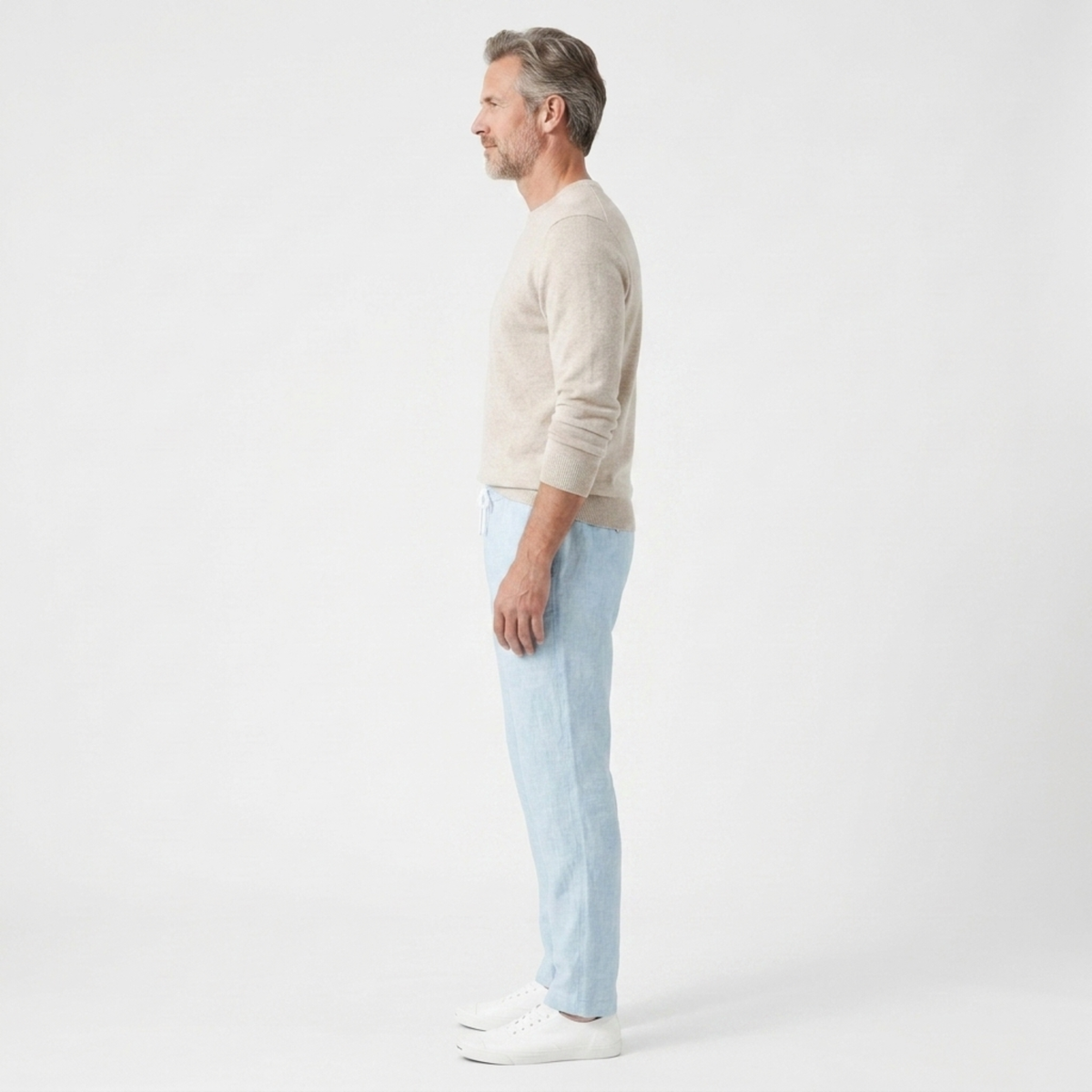 Pantalon coupe droite homme — taille élastique avec cordon — plage et été