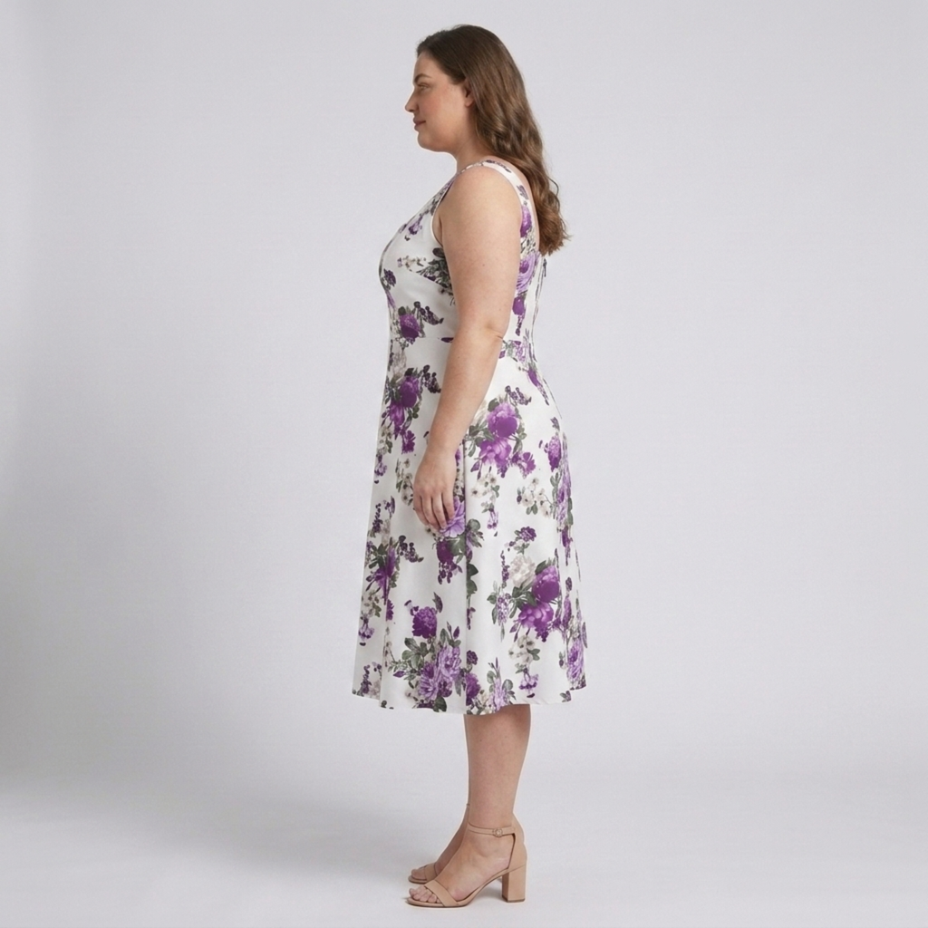 Robe évasée grande taille pour femme à encolure carrée