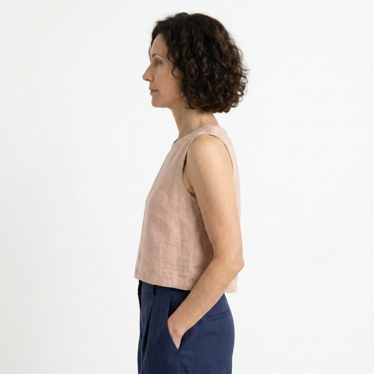 Débardeur crop top réversible — 100 % pur lin — style minimaliste — été