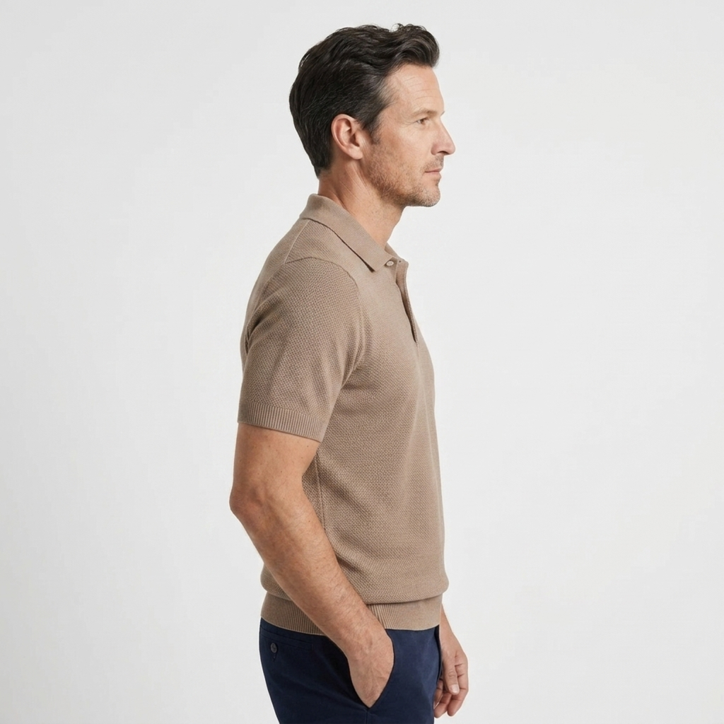 Polo homme en maille de coton coupe ajustée — détente