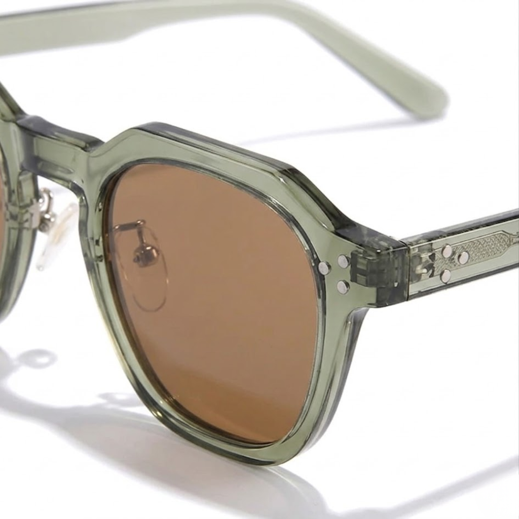 Lunettes de Soleil Polarisées Hexagonales avec Monture en Acétate et Double Pont