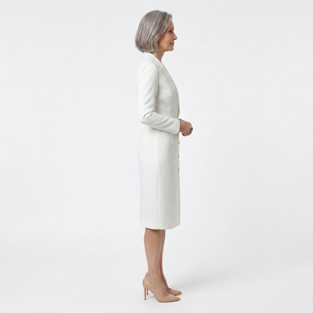 Robe blazer midi — manches longues et boutons — bureau