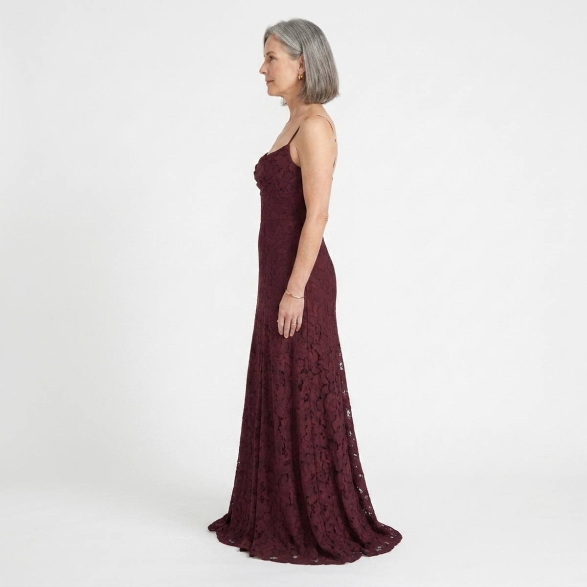 Robe longue femme — dos nu à lacets et jersey dévoré floral | soirée romantique