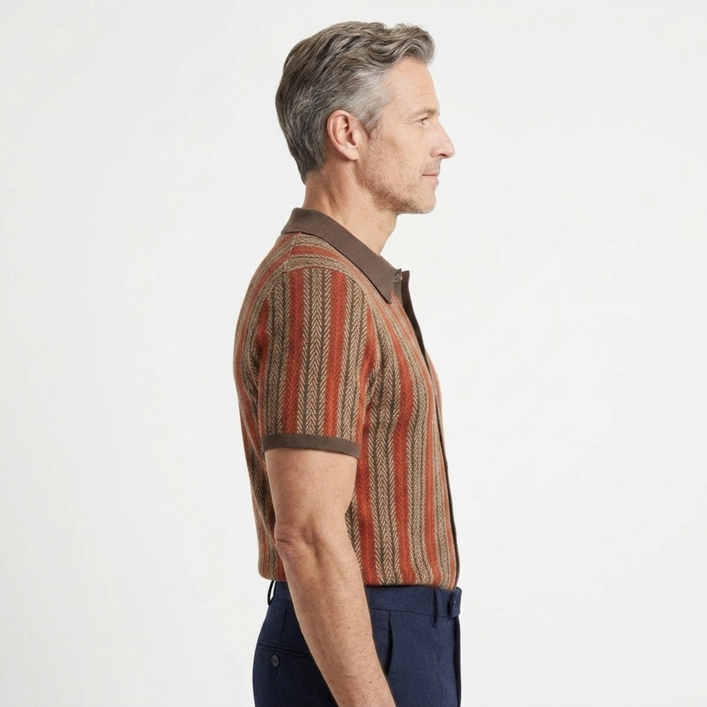 Polo en maille homme — rayures verticales — style décontracté resort
