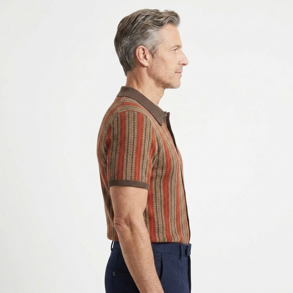 Polo en maille homme — rayures verticales — style décontracté resort