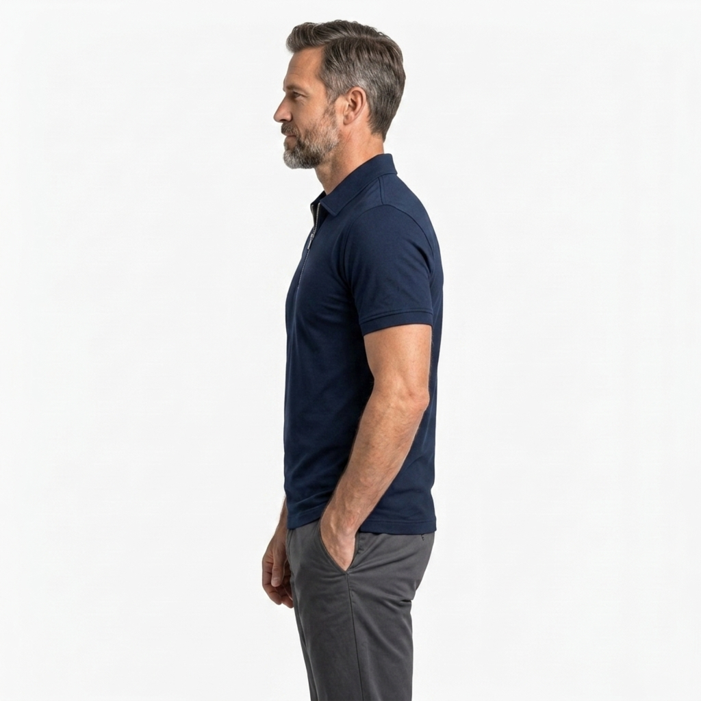 Polo homme avec col zippé et manches courtes — détente
