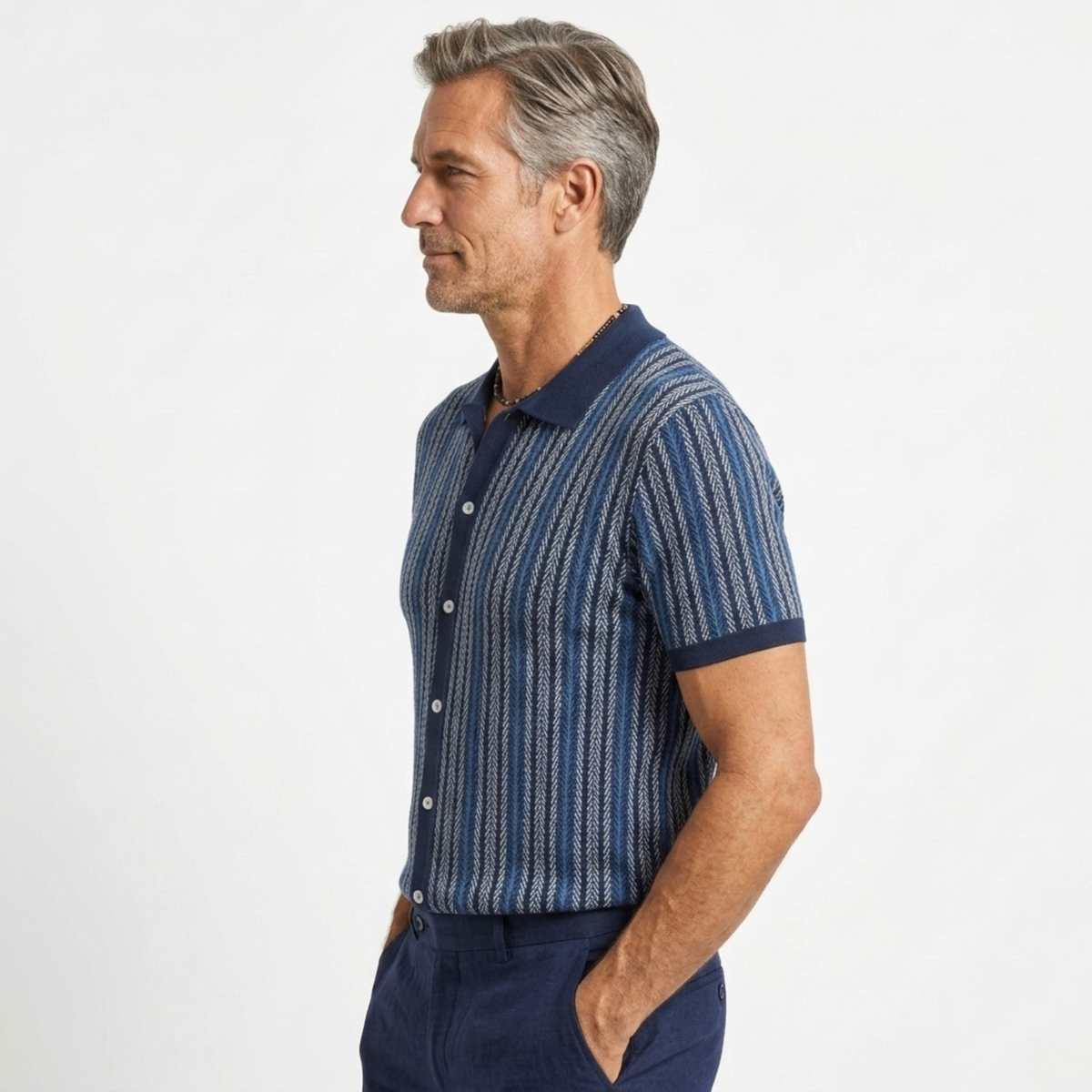 Chemisette en tricot coton — style polo boutonné — semi-formel