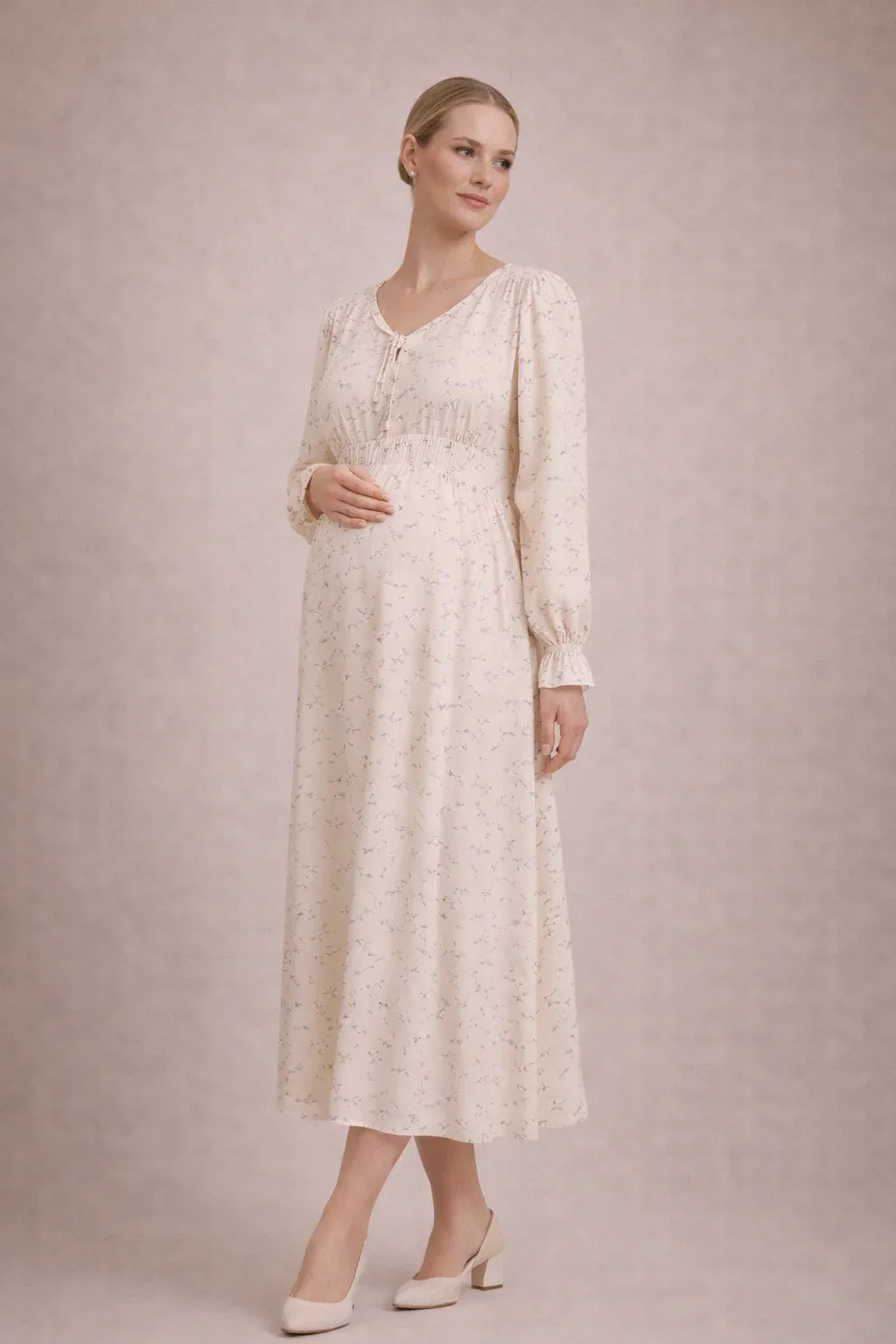 Robe grossesse longue fleurie taille empire