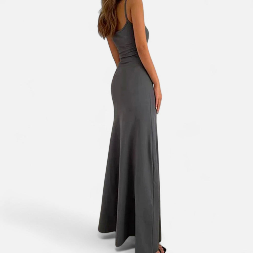 Ancienne Monde | Robe Longue Gainante Grise pour Femme – Élégance Sculptante pour l’Été