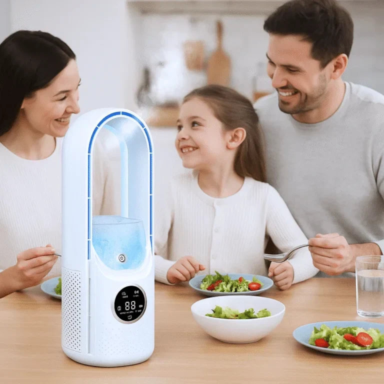 USB Mini Bladeless Air Conditioner with Water Tank, 6 Speeds, and Personal Cooling