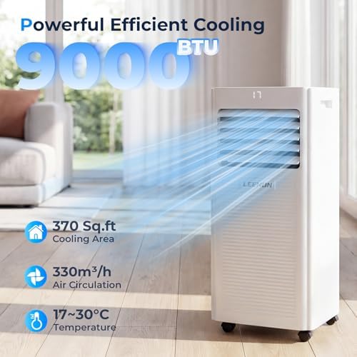 Climatiseur Mobile 3-en-1 9000 BTU avec Ventilation et Déshumidification