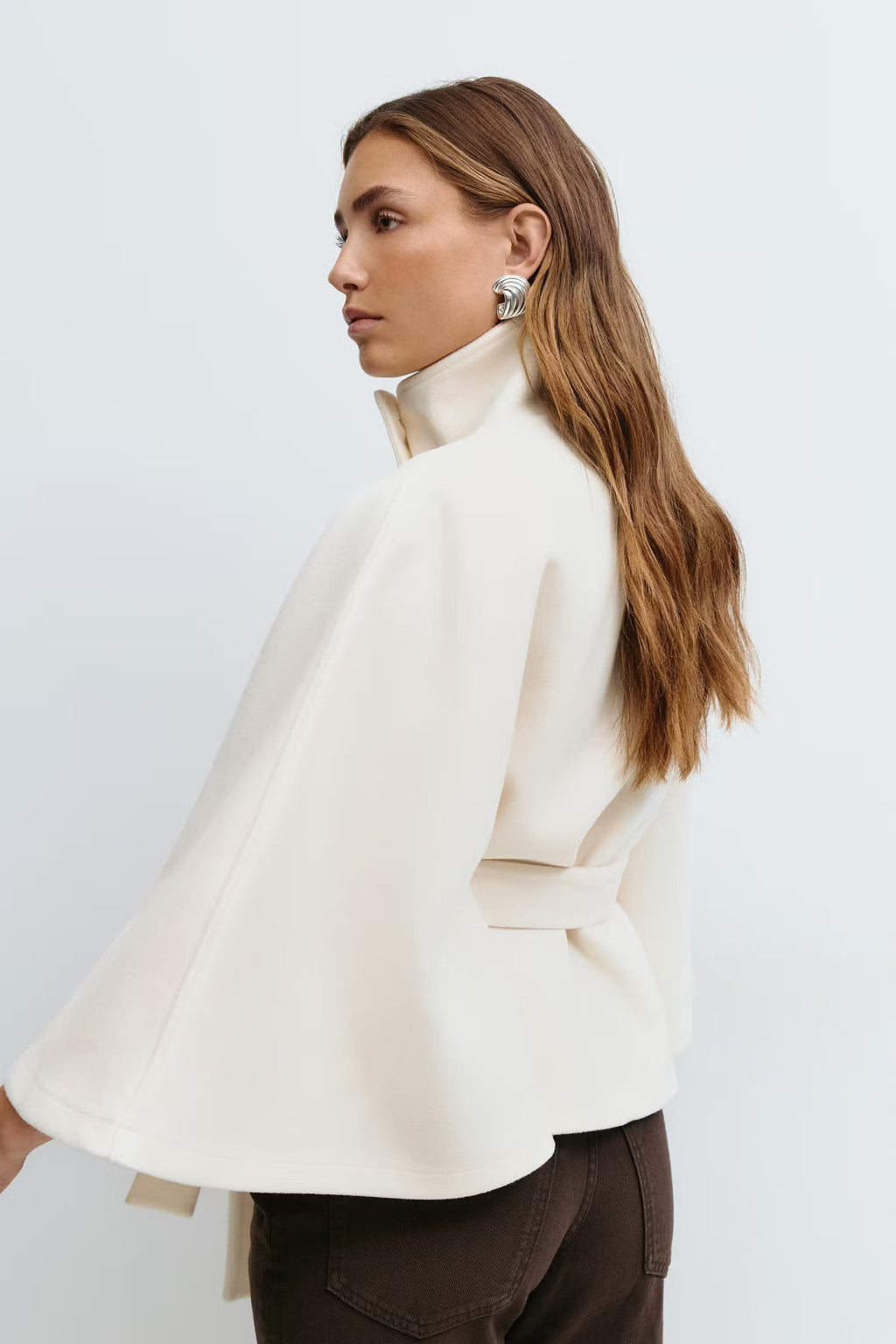 Cape Femme – Col Montant Ceinture À Nouer Silhouette Ample