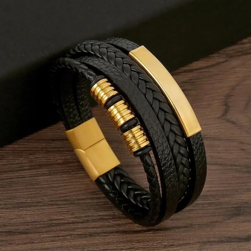 Bracelet en Cuir Homme – Finition Luxueuse et Style Polyvalent Intemporel