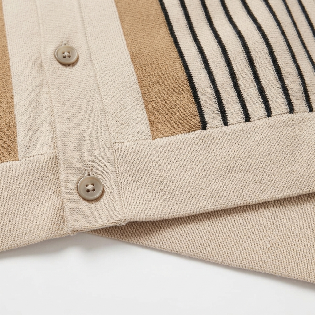 Chemise en maille homme — rayures verticales — coupe décontractée