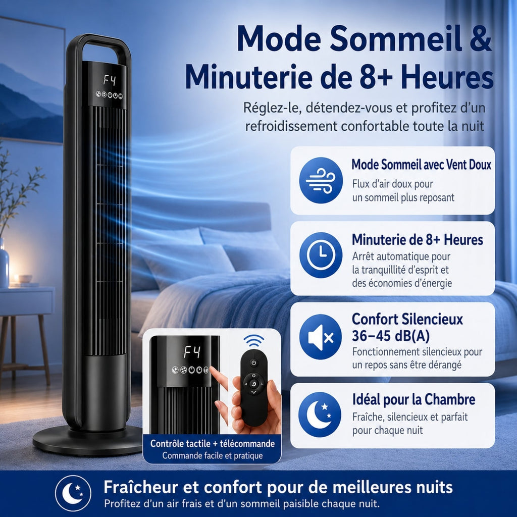 Ventilateur Colonne avec Télécommande, Oscillation et 4 Vitesses