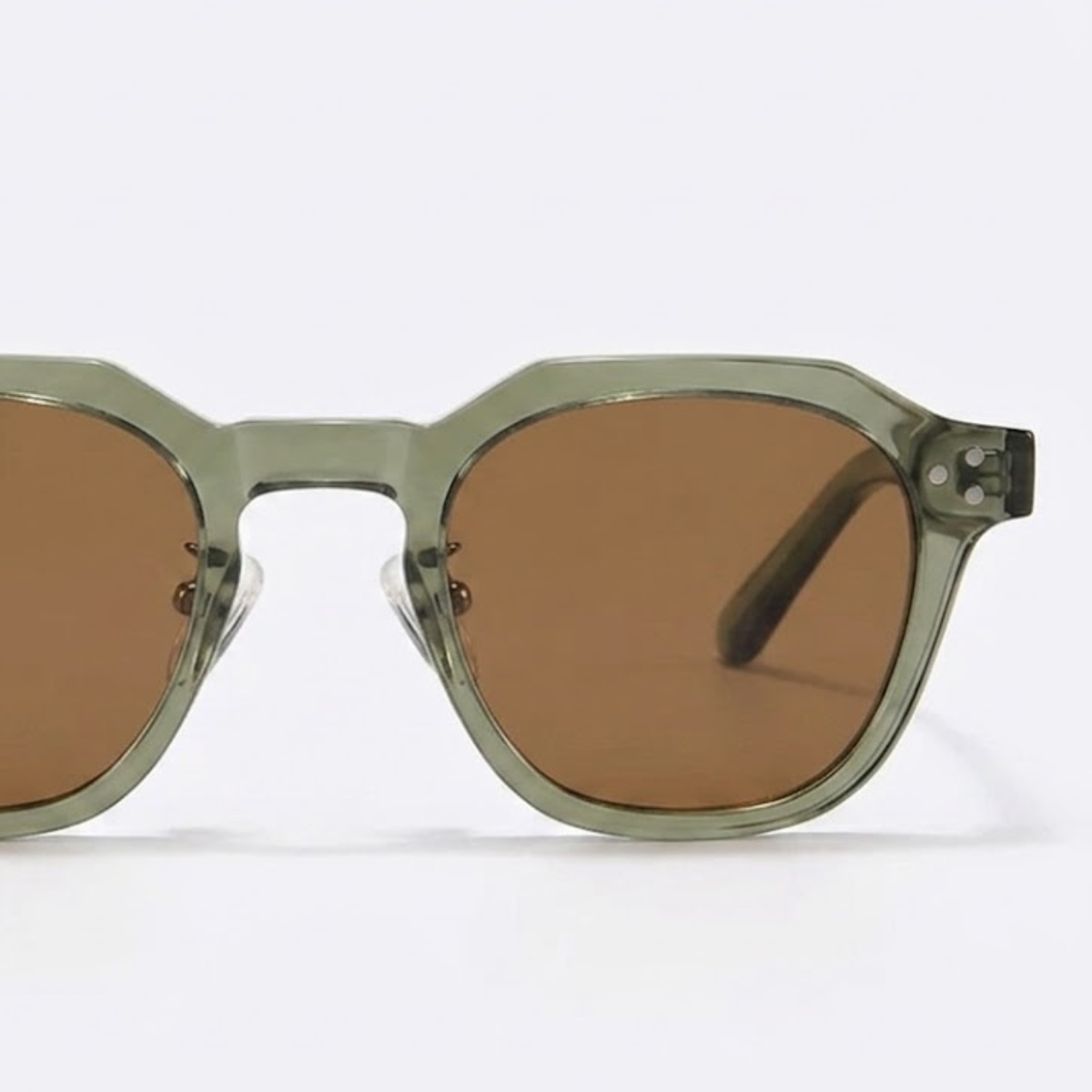 Lunettes de Soleil Polarisées Hexagonales avec Monture en Acétate et Double Pont