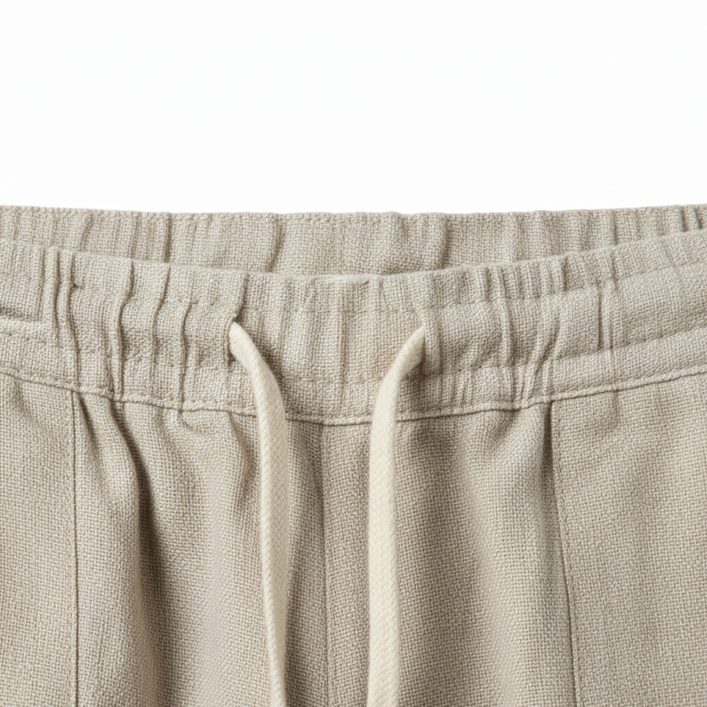 Pantalon en Coton et Lin pour Homme avec Taille Élastique et Coupe Droite