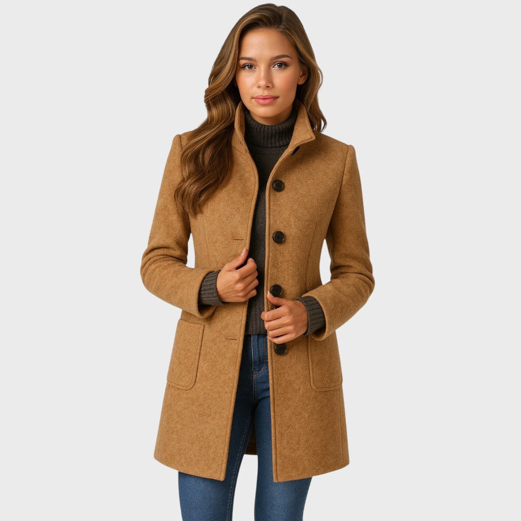 Manteau en Laine Femme – Coupe Élégante à Fermeture Boutonnée