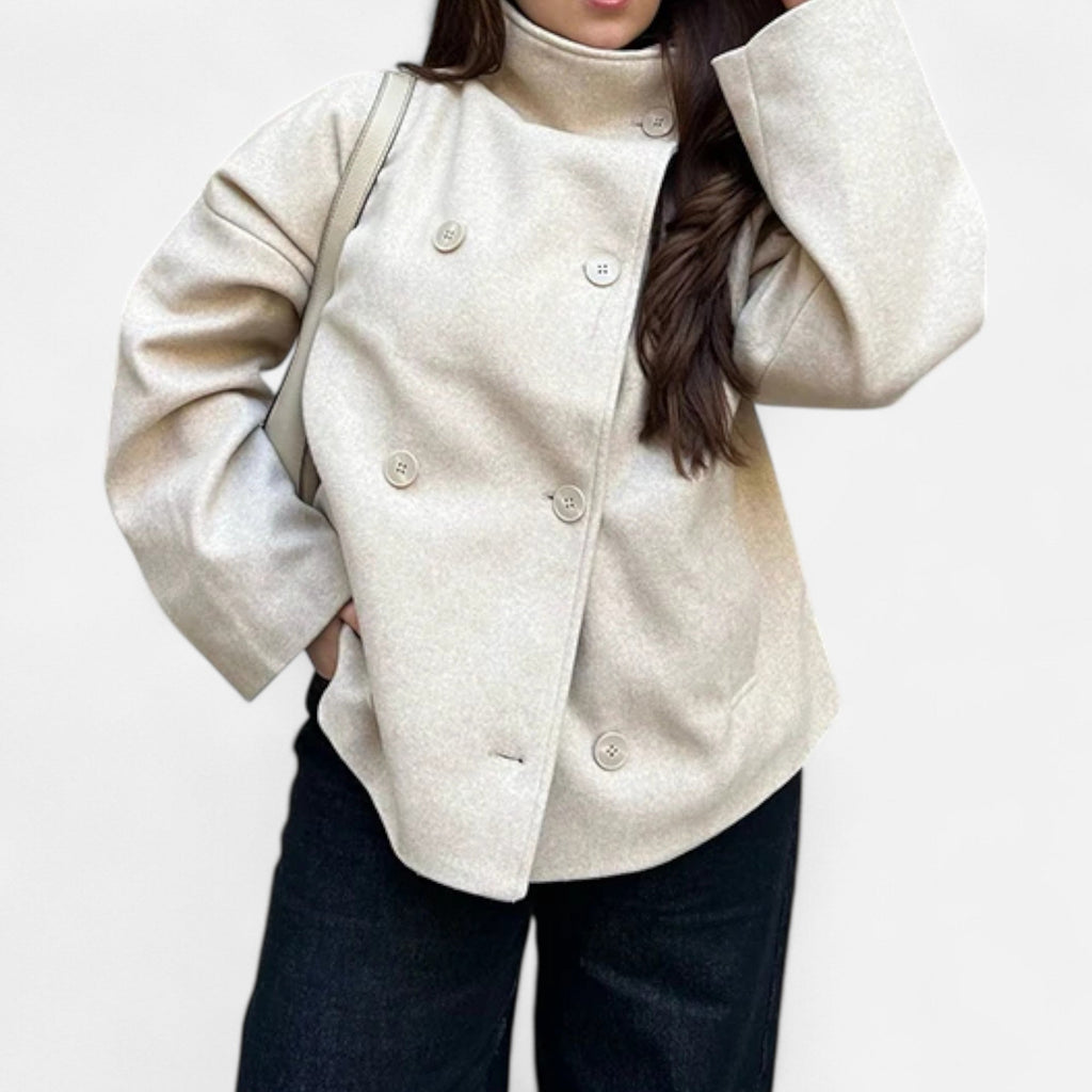 Ancienne Monde | Manteau Court Femme Col Haut Élégant
